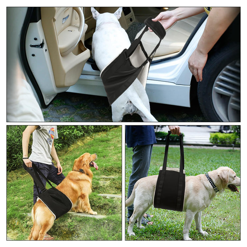 Dog Lifting Harness Adjustable Dog Sling for Back Legs Hip Support Dog Mobility Aids for Canine Aid Arthritis Old K9 Senior Injured Disabled Dog Rehabilitation Joint Injuries(Black, Large) Black
