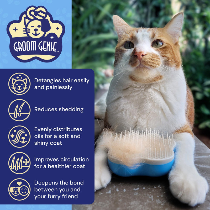 Large 5" Dog Pet Hair Massaging Brush Grooming Tool for Cats Dogs Long or Short Hair Royal Relief Blue - PawsPlanet Australia