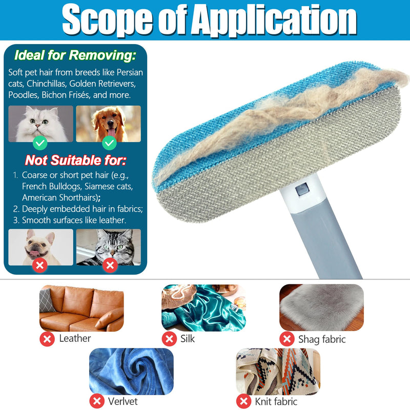 Pet Hair Removal Tool 2 Pieces, Dog and Cat Hair Remover for Couch Carpet Furniture, 4 in 1 Multifunctional Pet Hair Removal Broom, Cleaning Brush for Window Tile, Reusable Washable - PawsPlanet Australia