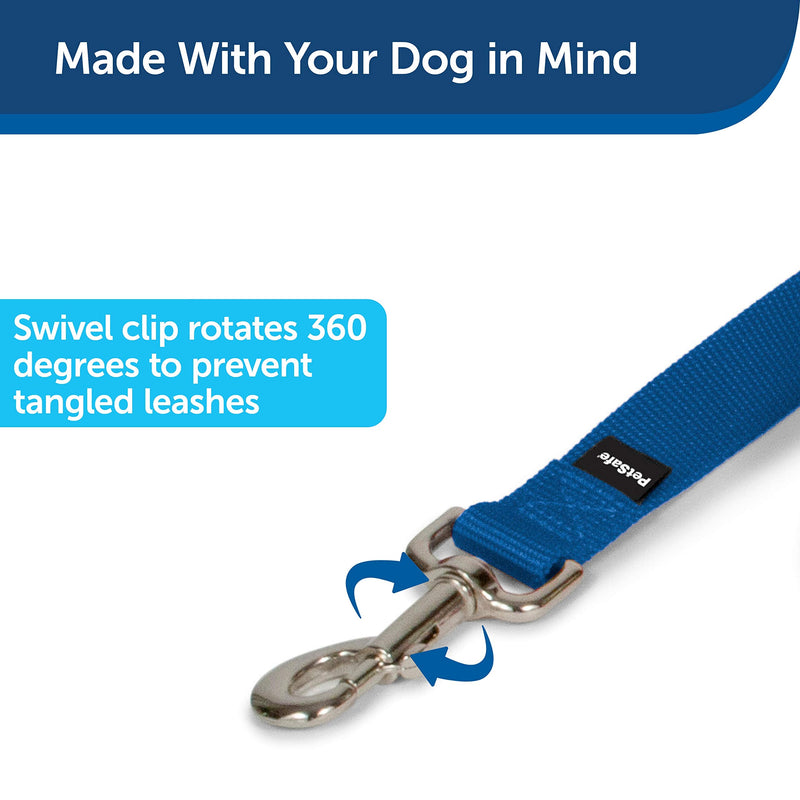 PetSafe Nylon Dog Leash – Strong, Durable, Traditional Style Leash with Easy to Use Bolt Snap – 3/4" x 4', Royal Blue - PawsPlanet Australia