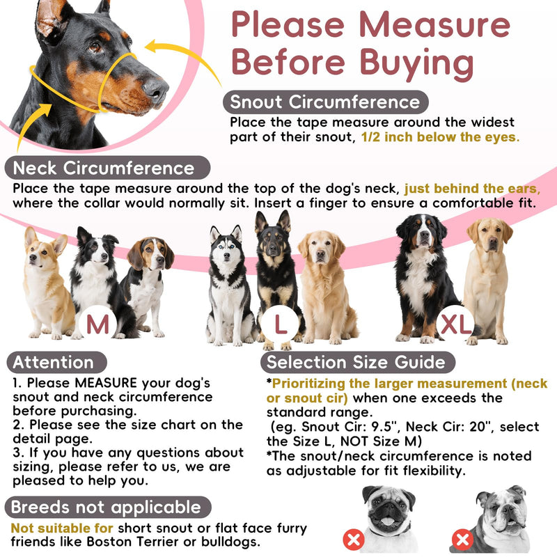 BARKLESS Soft Nylon Dog Head Collar for Large Medium Dog, Reflective Padding Head Halter for Training, Adjustable Muzzle Leash No Pulling, Jumping, Nose Leash Ideal for Walking (Pink, XL) Pink XL (Snout 12-14¼") - PawsPlanet Australia