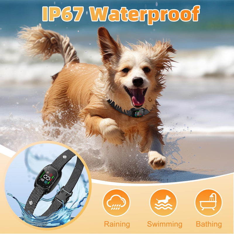 Dog Bark Collar, Bark Collars for Small Medium Dogs, Thunbest No Shock Anti Barking Collar – 4 Modes & 8 Sensitivity Levels – IP67 Waterproof, Rechargeable, Magnetic Charging Black Q12 Black
