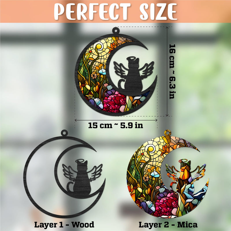Cat Memorial Suncatcher for Windows Stained Glass,Pet Sympathy Gift to Memorialize The Loss,Unique Angel Cat Statue Suncatchers with Personalized Decorations Cat Memorial - PawsPlanet Australia