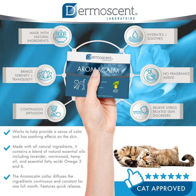Dermoscent Aromacalm Stress Relief Collar for Cats | Soothes Skin, Calms Naturally | Aromatherapy Infused, Hemp Seed Oil Formula