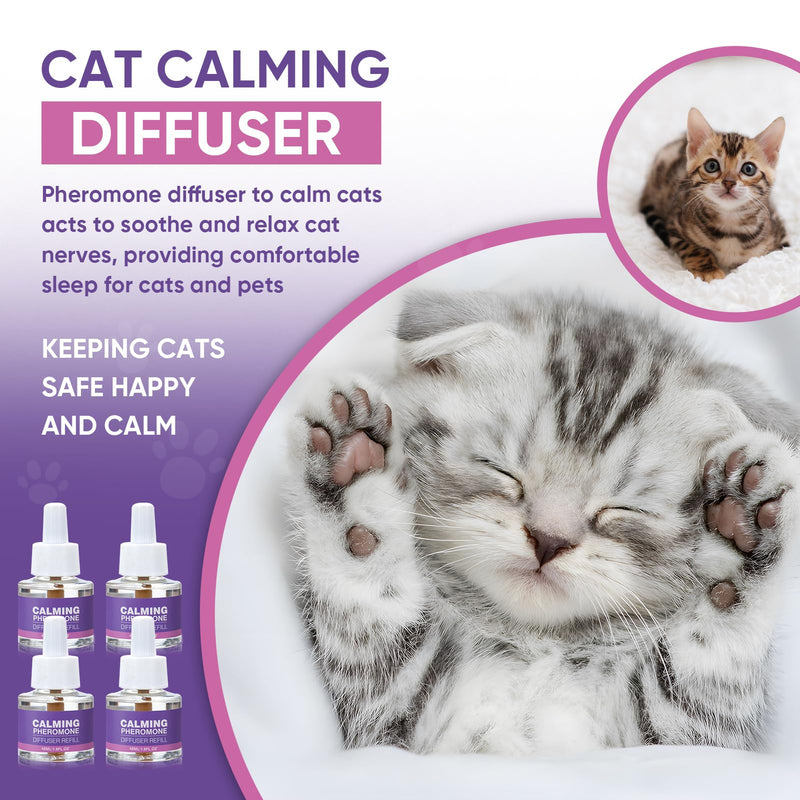 Tcllka Cat Calming Pheromone Diffuser Effectively Relieve Anxiety Stress Cat Calming Diffuser Comfort for Cats Refill Reduce Fighting Spraying and Scratching Calm Relaxing 48ml/Bottle Fits All Cats 2 diffusers, 4 refills