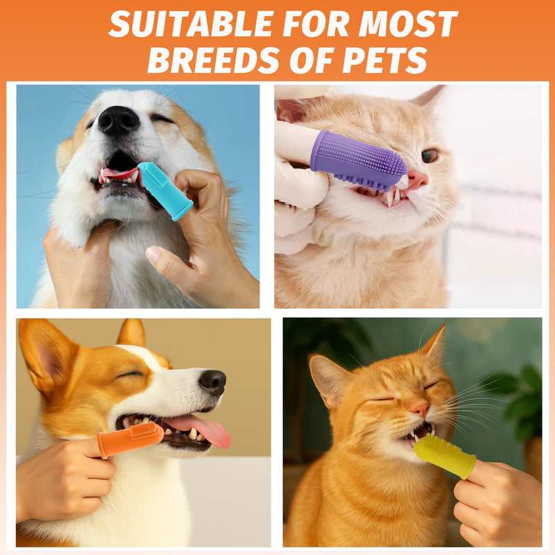 100 Pcs Dog Toothbrush Soft Finger Brushes Pet Finger Toothbrush Easy Teeth Cleaning Dog Tooth Brush Oral Care Pet Dental Brush Cleaning for Small Cats and Puppy Dental Care (2 styles, Multicolor) - PawsPlanet Australia