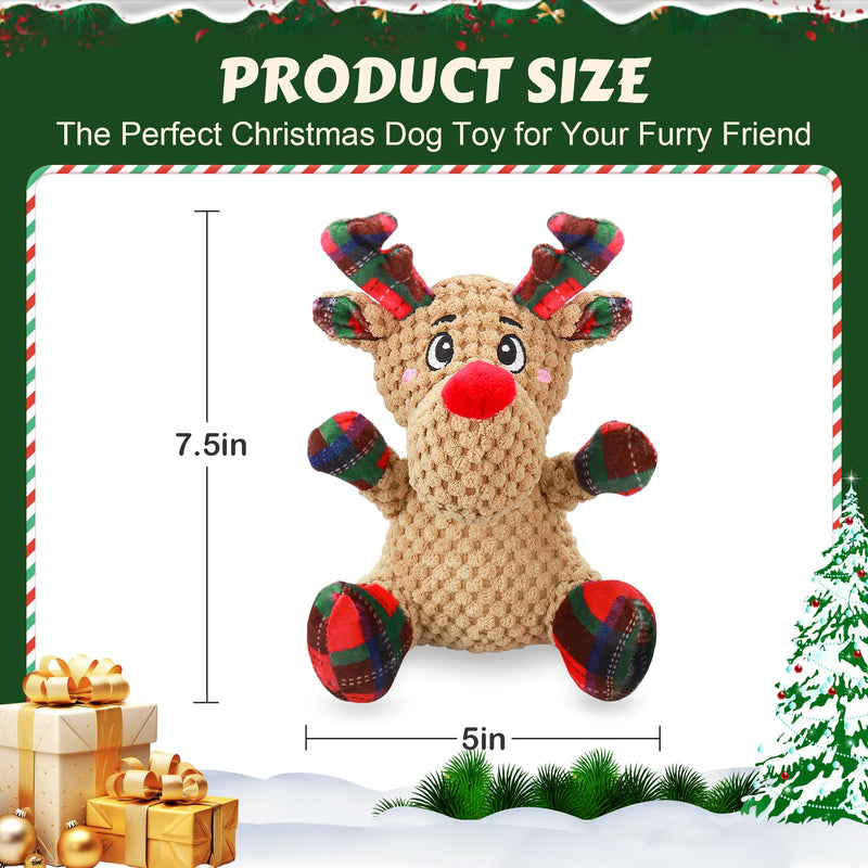 Squeaky Dog Toys, Dog Chew Toys with Crinkle Paper for Puppy, Small, Medium, Large Dogs, Interactive Pet Holiday Toys for Training and Reducing Boredom Elk - PawsPlanet Australia
