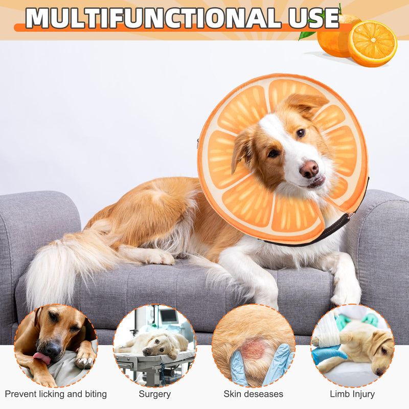 KOOLTAIL Inflatable Dog Cone Collar, Soft Donut E Collar for Dogs After Surgery to Stop Licking Enhanced Alternative, Blow Up Pet Neck Pillow Recovery Adjustable Cone for Dog Cat,Upgrade Size,Orange M orange Medium(13-15in)