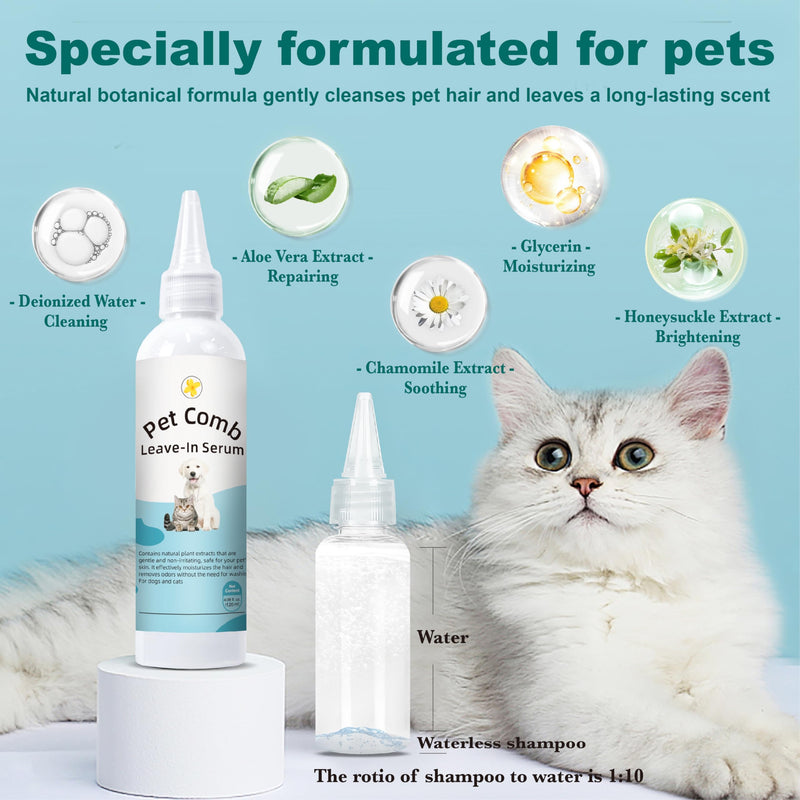 Cat Steam Brush, Dog Brush for Shedding, Pet Spray Hair Removal Comb, Pet Grooming Brush for Short & Long Haired Dogs & Cats,Spritz Defur Comb with Waterless Shampoo (White) Pet Brush+Shampoo - PawsPlanet Australia