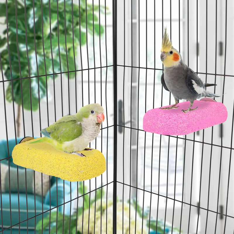 Wontee Bird Chewing Toys Grinding Beak Bird Perch Stand for Budgies Parakeets Cockatiels Lovebirds Conures Rats Squirrels, 2 Packs (Yellow+Fuchsia) Yellow+Fuchsia - PawsPlanet Australia