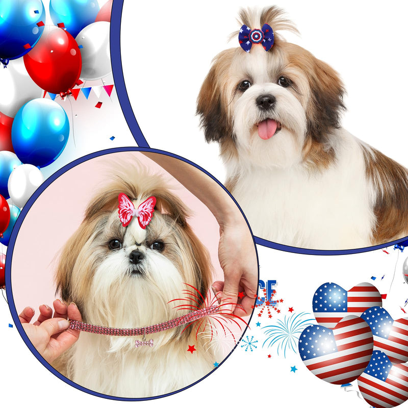 52 Pcs 4th of July Dog Hair Bows Bulk with Rubber Bands Patriotic Dog Grooming Bows for American Flag Independence Day Memorial Day Holiday Cute Pet Puppy Cats Hair Accessories - PawsPlanet Australia