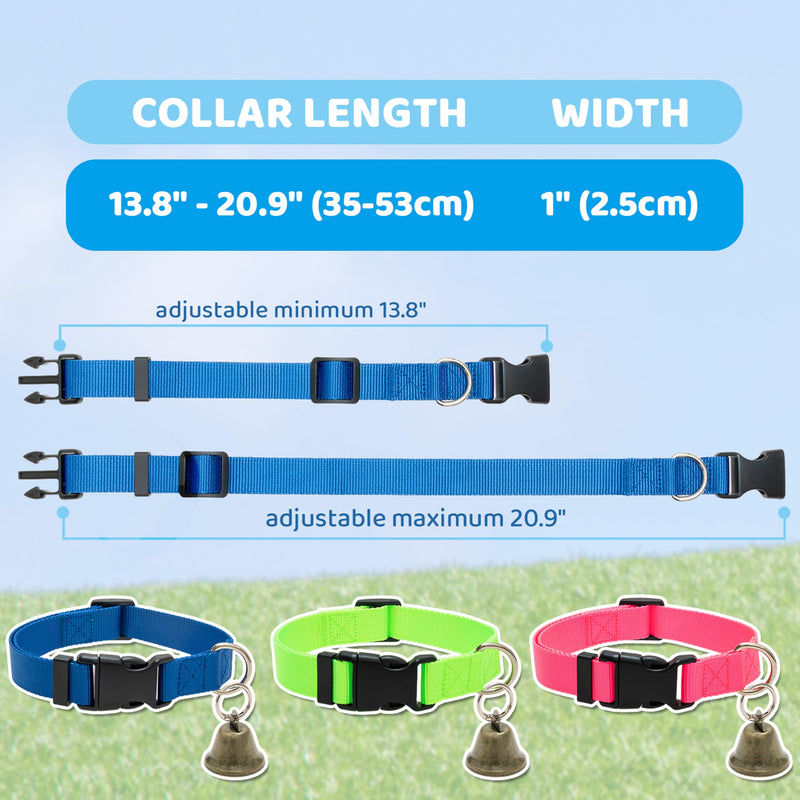 3 Pack Goat Collars with Bells, Adjustable Pet Collar & Anti-Lost Loud Bronze Grazing Copper Bells Accessories for Small Farm Animal Sheep Cow Goat (Neck 13.8"-20.9") - PawsPlanet Australia