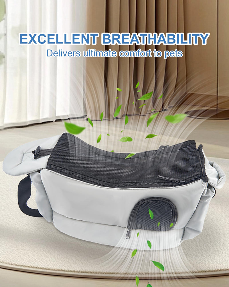 Dog Carrier Sling for Small Dogs & Cats Hand-Free Puppy Sling Purses with Storage Bag and Adjustable Shoulder Strap, Pet Sling Carrier Up to 8.8 Lbs (Grey) Grey - PawsPlanet Australia