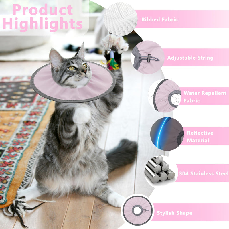 Seyezo Lightweight Cat Cone Collar Soft, Soft Comfortable Kitten Recovery Collar After Surgery, Elizabethan E Collar for Cats, Cone for Cats to Stop Licking (Pale Pink, Large) Pale Pink