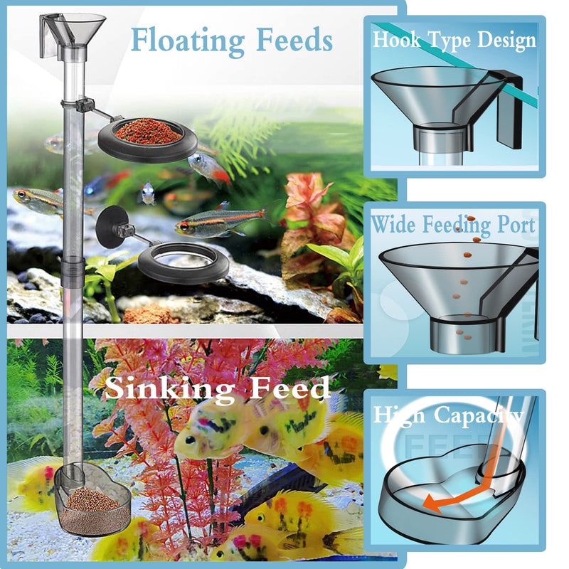 Aquarium Fish and Shrimp Feeding Dish Set, Fish Shrimp Feeder Tube Kit, Perfect for Easy and Feeding of Your Aquatic Pets, with Fish Feeding Ring and Cleaning Brush TZ2 - PawsPlanet Australia