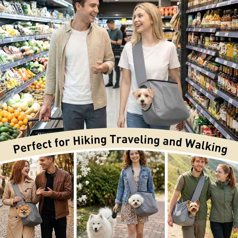 Dog Carrier, Dog Sling Carrier for Small & Medium Cats& Puppys,Hands Free Cat Carrier with Adjustable Safety Harness, Puppy Essentials Gray