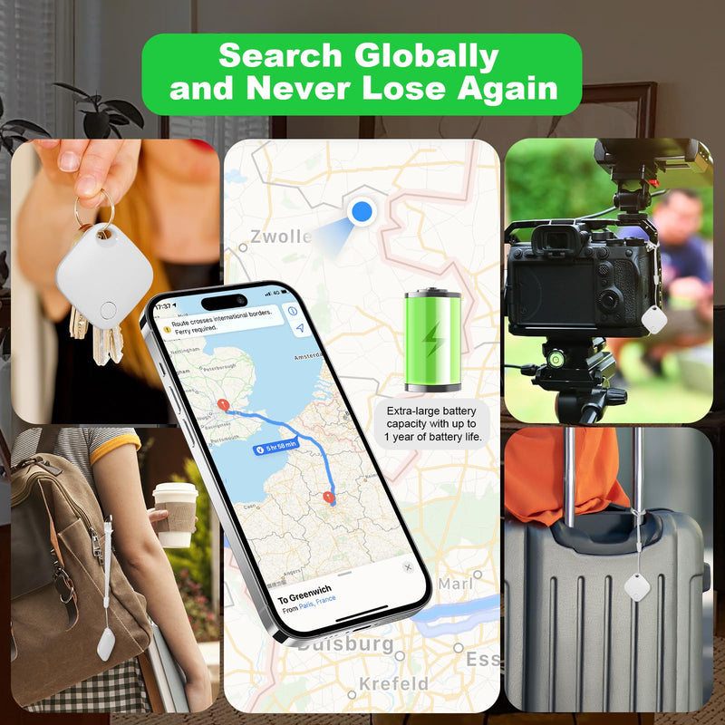 AURTEC Smart Air Tracker for Pets, Vehicles, Keys & Luggage - Compatible with Apple Find My App (iOS Only), Real-Time Global Location Tracking, Long Battery Life, Geo-Fencing, White 1 Pack - PawsPlanet Australia