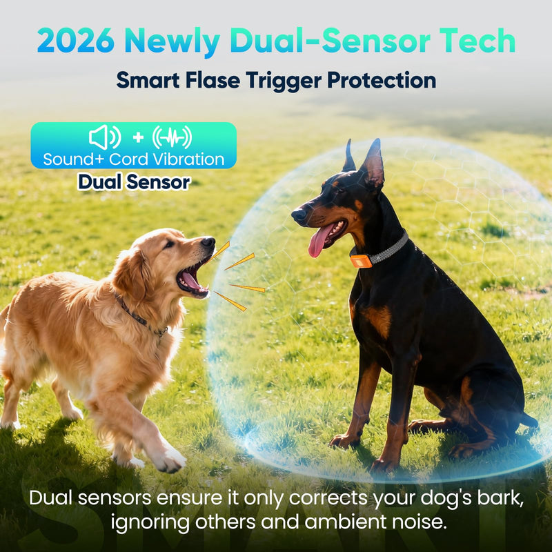 Dog Bark Collar for Large Medium Small Dogs, Effective No-Bark Collar, Smart Barking Collar, Rechargeable Bark Collar with 7-Level Sensitivity, 3 B & V Modes, Waterproof, Neon Orange - PawsPlanet Australia