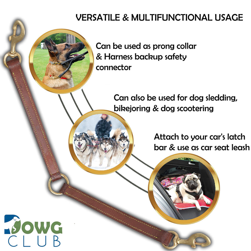 Genuine Leather Coupler for Dog Leash for Walking 2 Dogs | Multipurpose, Can be Used as Safety Seatbelt Leash in car, Backup Clip for Dog Harness | 20” (Coupler Tan) Coupler Tan - PawsPlanet Australia