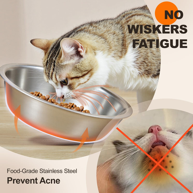Elevated Cat Bowls for Food and Water - Loplurea 15° Tilted Raised 3 Stainless Steel Cat Food Bowl Feeder, with Bamboo Stand and Anti Vomit Feeding Station for Indoor Kittens and Pet 3 Bowls Wood Color - PawsPlanet Australia