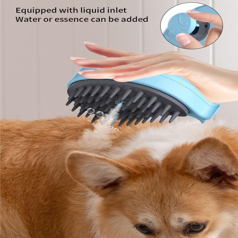 2pcs Steaming Pet Brush, 3-in-1 Rechargeable Steamer for Dogs and Cats, Removes Tangled and Loose Hair (blue) blue