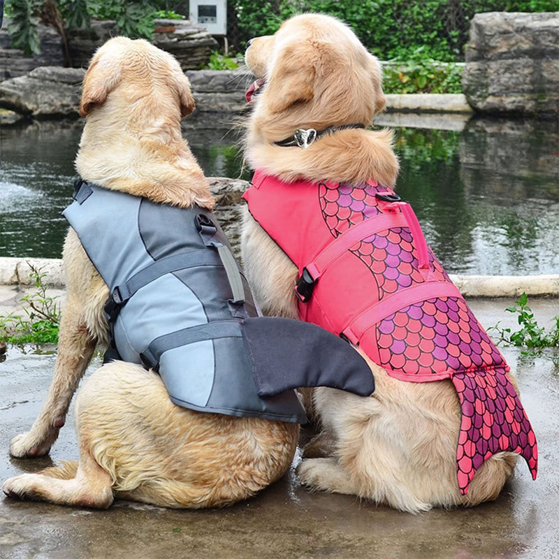 HAOCOO Dog Life Jacket Vest Saver Safety Swimsuit Preserver with Reflective Stripes/Adjustable Belt Dogs (Shark, Small) Shark - PawsPlanet Australia