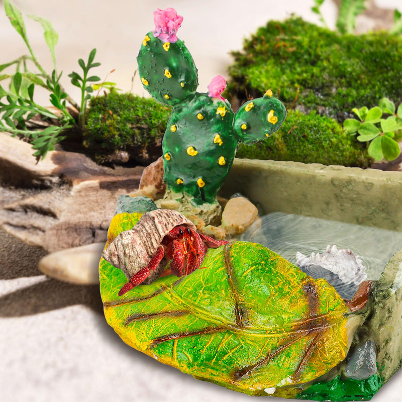 U0U Hermit Crab Food Dish,Resin Hermit Crab Food and Water Bowl,Hermit Crabs Water Bowl with Climbing Ramp and Hermit Crabs Accessories Decor (Green) Green - PawsPlanet Australia