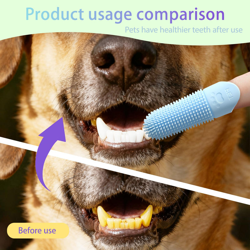 Pack of 4 Finger Cots for Pet Dental Care, Made of Soft Silicone with Nubs, Ideal for Brushing Teeth on Dogs, Cats, Dog Toothbrush, Cat Toothbrush, Cleaning Agent for Fresh Breath