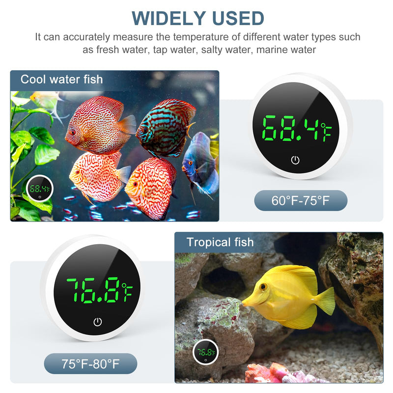 Upgraded Aquarium Thermometer, Wireless Digital Fish Tank Thermometer with Touch Screen, ±0.1°F High Precision, 5S Refresh Speed, Stick-on Thermometer for Aquariums, Glass Containers - PawsPlanet Australia