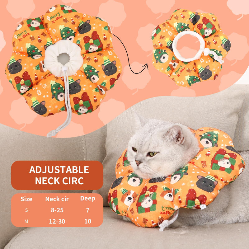 Waterproof Cat Cone Collar Donut, Christmas Recovery Collar for Kittens Puppy After Surgery Wounding Healing - Size S orange Small