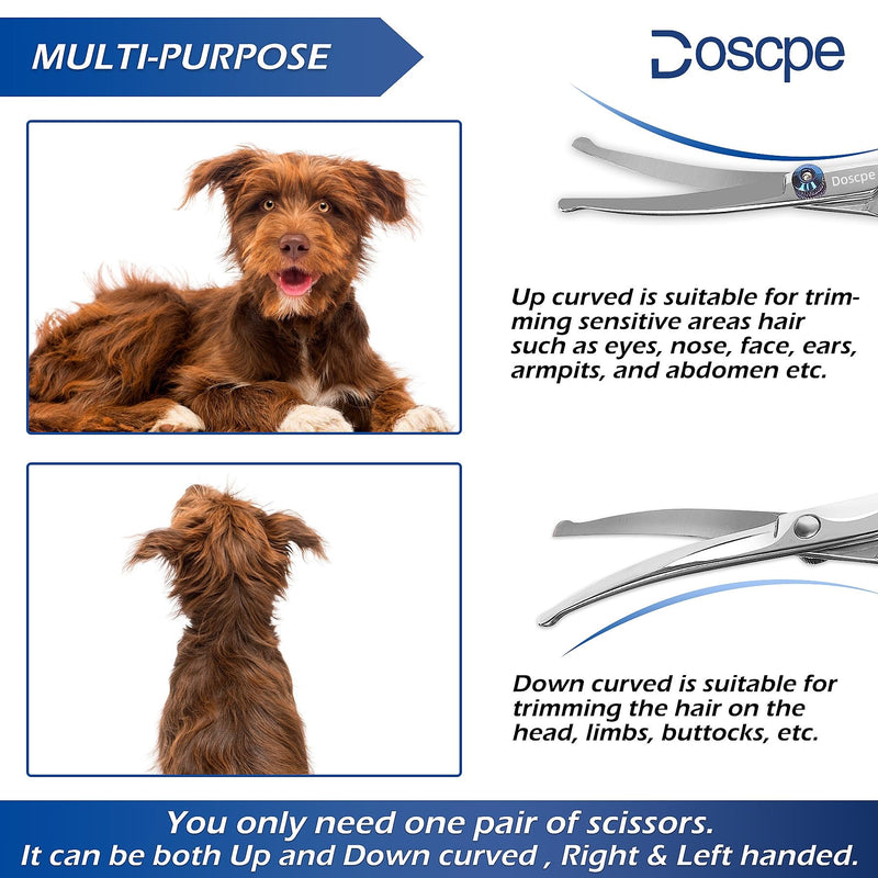 Curved Dog Grooming Scissors 6.69 inches Round Tips Pet Grooming Shears for Dog Cat on Face Paw Hair Trimming Right Left Handed 6.69" curved scissors - PawsPlanet Australia