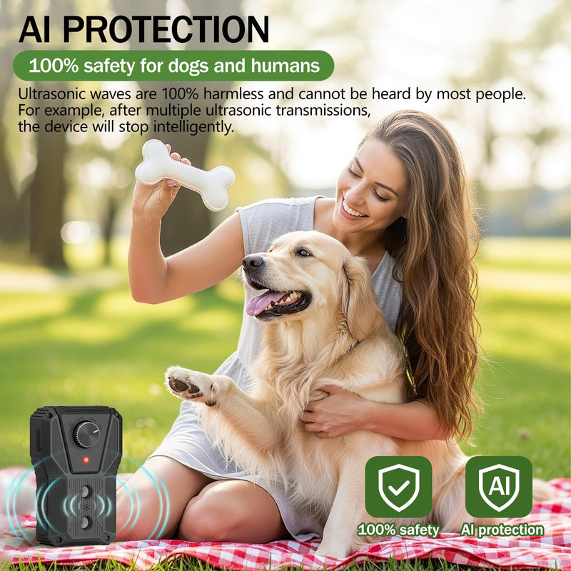 QHZ Solar-Powered Ultrasonic Bark Deterrent Device Solar and USB Charging Three-Mode Ultrasonic Bark Control Unit Suitable for Home/Garden/Farm Waterproof Outdoor Dog Bark Control Device Black