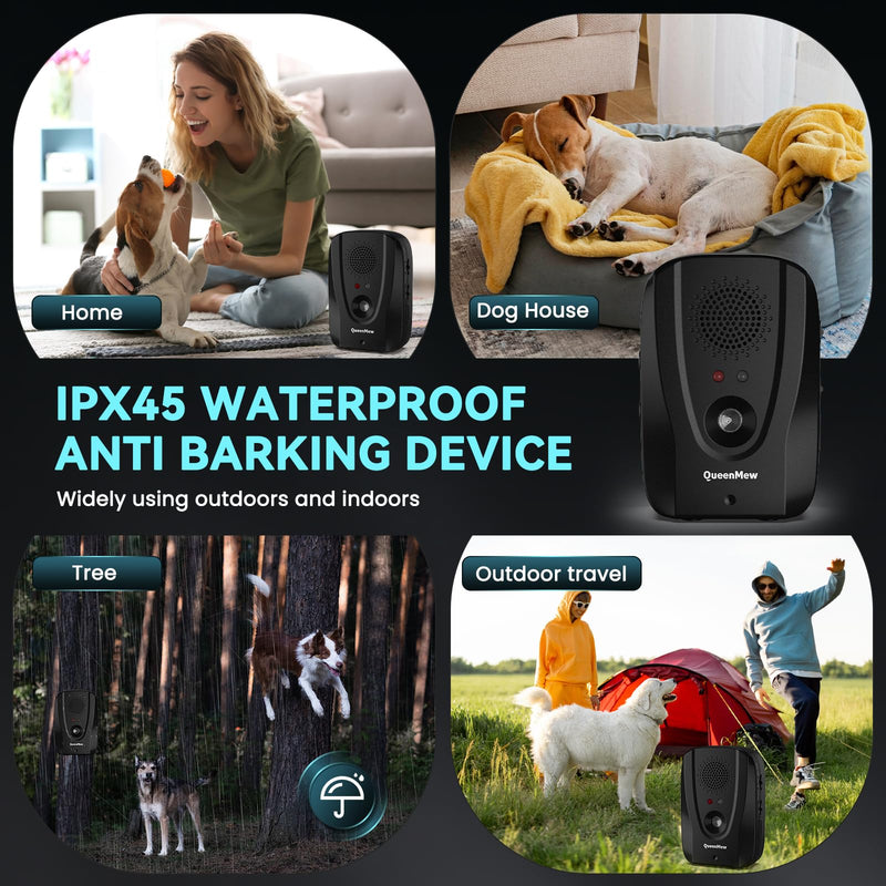 Anti Barking Device with Remote, 2 IN 1 Auto Anti-bark & Remote Training Bark Control Device, 600FT Range IP45 Waterproof Outdoor Indoor Ultrasonic Dog Barking Deterrent Devices with Recording& Alarm