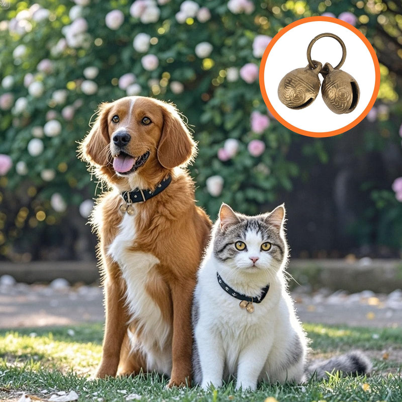 2pcs Extra Loud Copper Dog Bells, Collar Brass Pet Bells Vintage Copper Collar Charms Pendant Pets Pendant Accessories for Little Dogs & Cats - PawsPlanet Australia