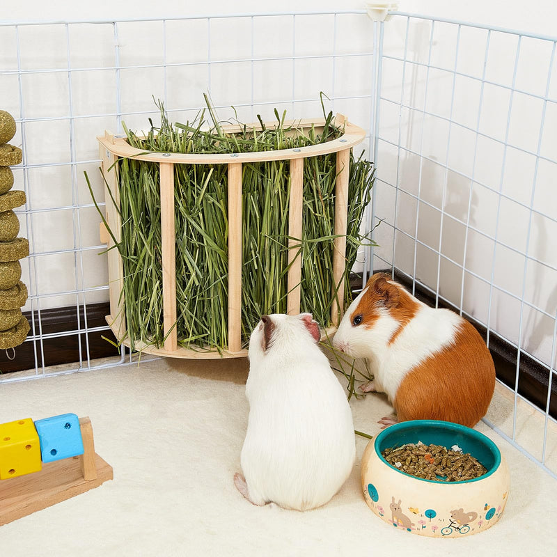Guinea Pig Hay Feeder Wooden Rabbit Hay Feeder Big Volume Bunny Hay Holder Hanging Hay Rack with Instructions Guinea Pig Cages Accessories for Chinchilla and Ferret, Rabbit Cage Accessories 1 PACK Wood color - PawsPlanet Australia