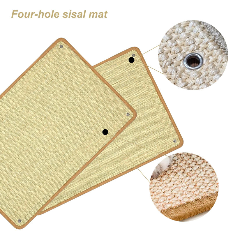 2PCS Rabbit Scratching Pads Natural Sisal Bunny Scratching Pads for Claw & Teeth Care with Hole Punching Process, 16x12 in