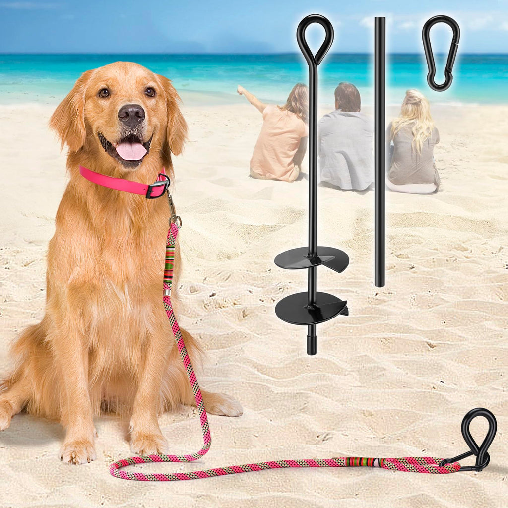 Beach Dog Stake Anchor - 360° Swivel Dog Tie Out Stake, Heavy Duty Dog Stake for Outside Beach Essentials with Bag, Easy to Install for Yard Ground Sand Park Camping