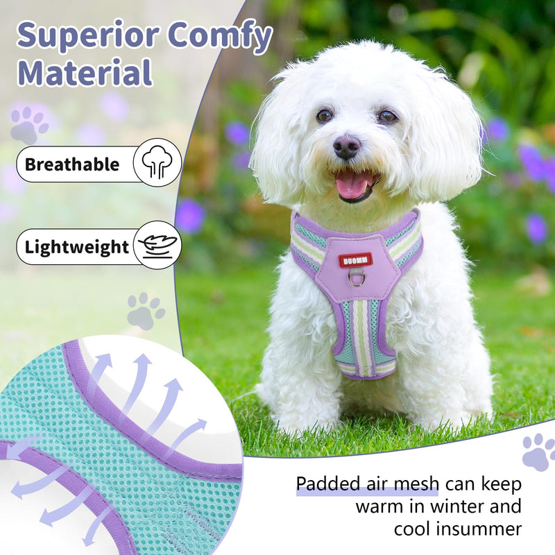 No Pull Dog Harness and Leash Set,Adjustable Dog Vest Harness for Small Medium Large Size Dogs,Breathable and Soft Escape-Proof Puppy Harness with 2 Buckles Purple XS Extra Small - PawsPlanet Australia