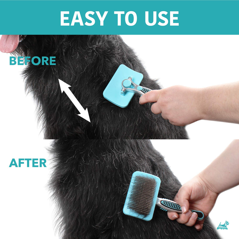Ergonomic Pivoting Slicker Brush for Medium Dogs - Self Cleaning and Shedding Control for Loose Hair and Mats - PawsPlanet Australia