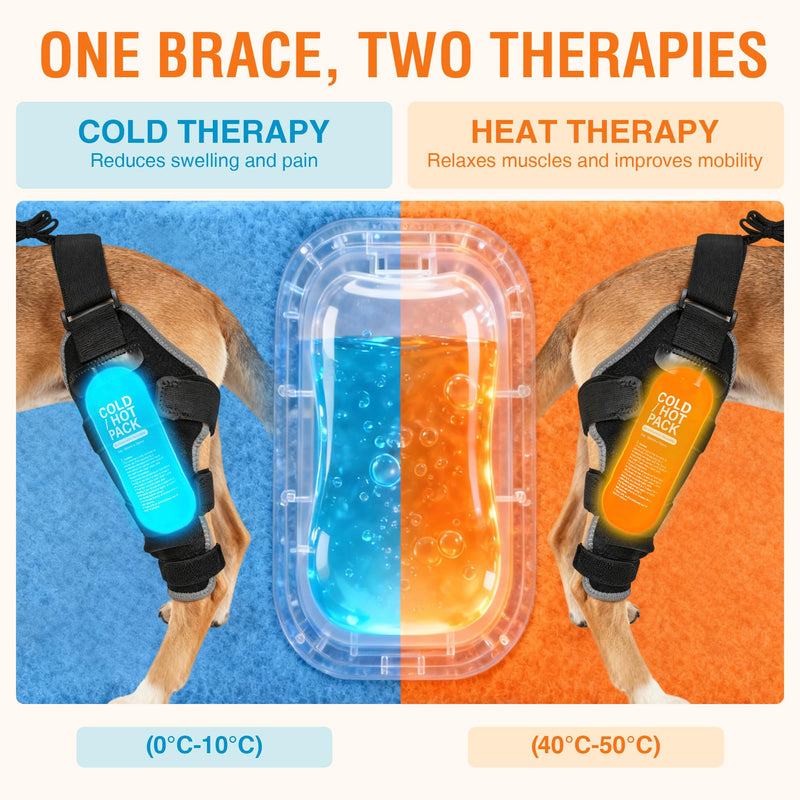 Dog ACL Brace Hind Leg – Breathable Adjustable Rear Leg Brace with Hot/Cold Compress Gel Pack for Arthritis, Swelling & Joint Pain Relief, Left Leg, Size M Left Knee