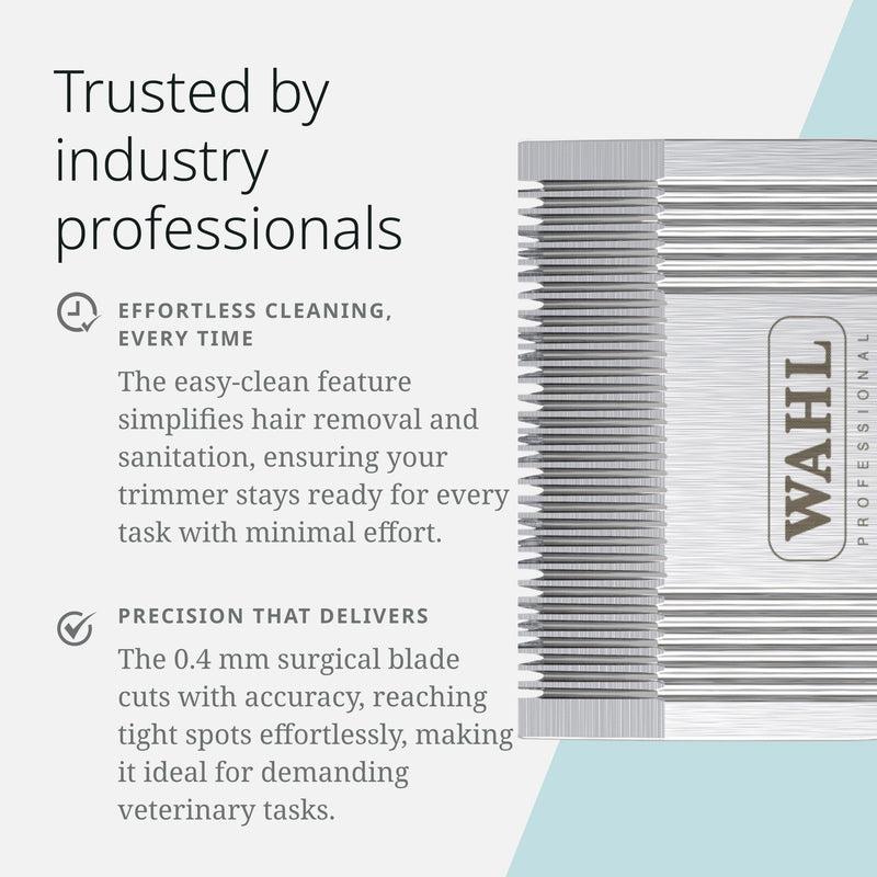 Wahl Pro Animal Easy Clean Trimmer Blade - Replacement Cat & Dog Grooming Clipper Blade - Compatible with Vetiva Mini & BravMini+ - 0.4 mm Cut Length - PawsPlanet Australia
