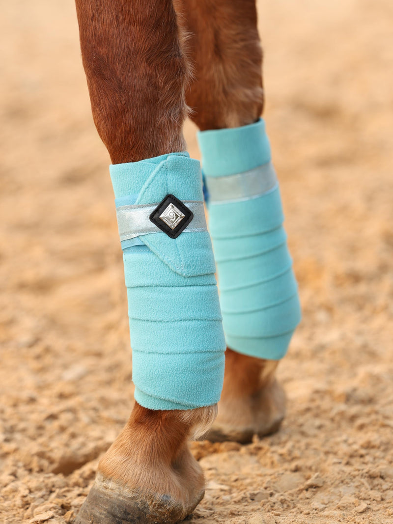 Horse Polo Wraps Upgrade with Bling Leg Wraps for Horses 4-Pack Fleece Leg Wraps Stable Supplies-Sky Blue L Sky Blue