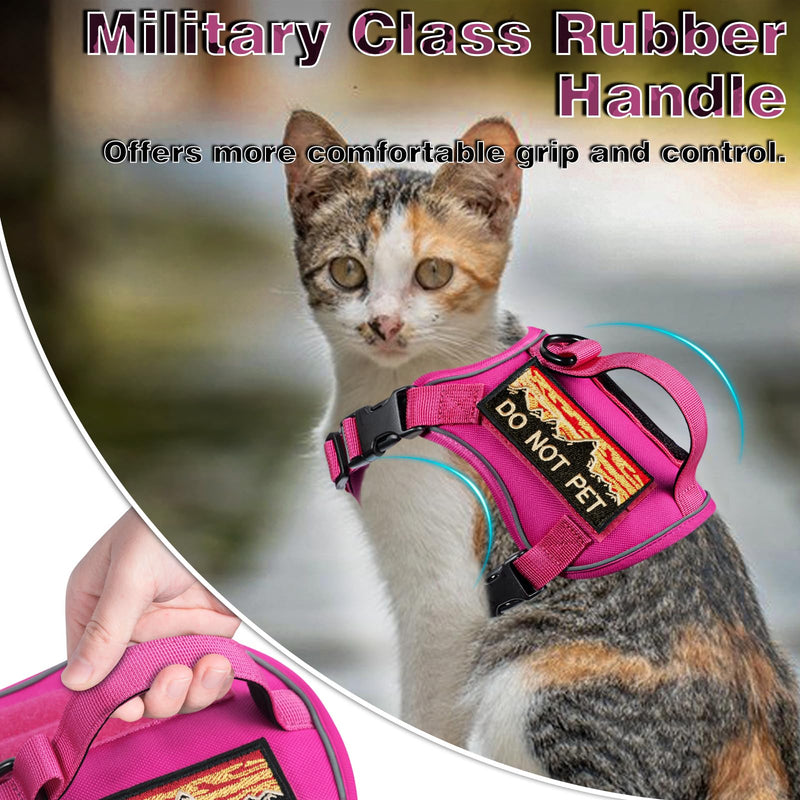 Tactical Cat Harness for Walking, Adjustable Escape Proof Pet Vest for Large Cat,Easy Control Breathable Cat Vest with Handle?Molle Patches (Pink, L) Pink - PawsPlanet Australia