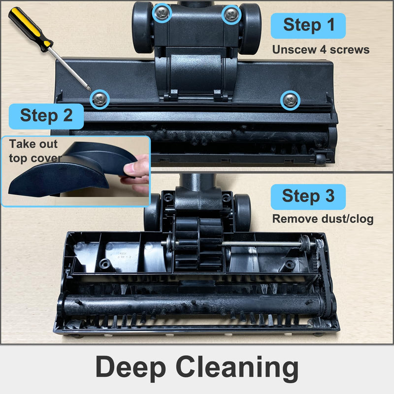 1-1/4" Turbo Brush Vacuum Accessory, as 1.25 Inch Shopvac Canister Universal Wet Dry Vac Floor Head Attachment, Ideal for Pet Hair Removal on Carpets Area Rugs Hardfloors (Turbo Brush)