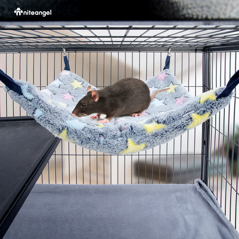Niteangel Hanging Hammock Nap Sack Swing Bag Pet Sleeper for Ferret Rat Sugar Glider and Other Small Animals (Cream, Star) Cream Stars - PawsPlanet Australia