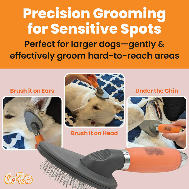 GoPets Small Pin Slicker Brush, Easy-Groom Pin Comb for Tangles & Shedding, Rounded Safety Tips, Dematting Brush for Short & Long Hair Cats, Dogs & Furry Pets, Ideal for Sensitive, Hard-to-Reach Areas - PawsPlanet Australia