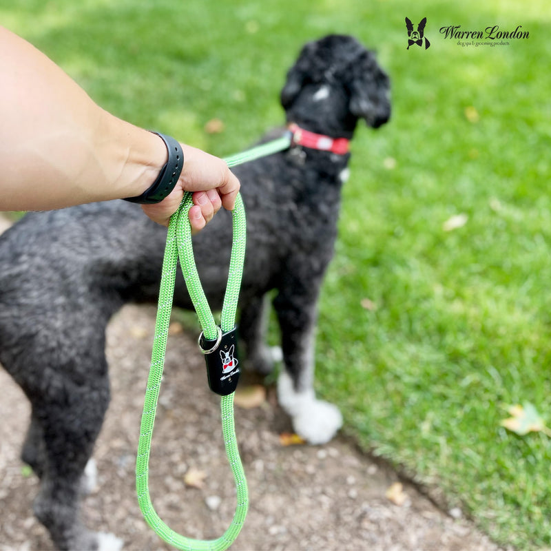 Warren London Climbing Rope Dog Leash – 5 ft Reflective Forest-Green Rope w/Comfort Grip & Locking Clip | Heavy-Duty Lead for Hiking, Camping & Daily Walks Green - Reflective - PawsPlanet Australia