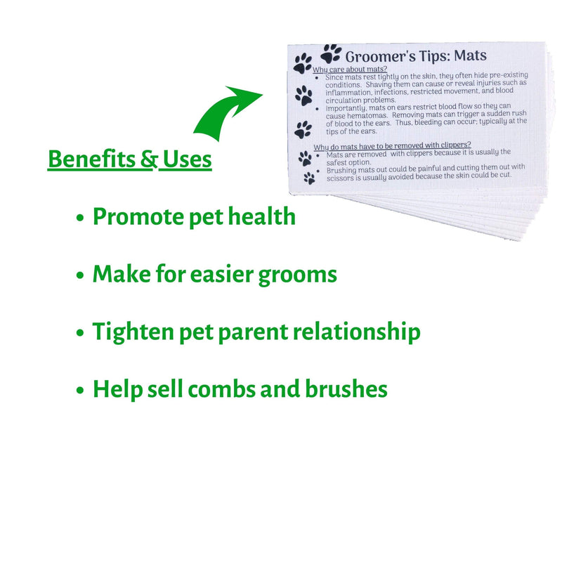 Dog Groomer Matted Fur and Dog Brushing Care Cards (100 pack, 3.5" X 2") Addresses hematomas, mats, combing, and shaving matts White - PawsPlanet Australia