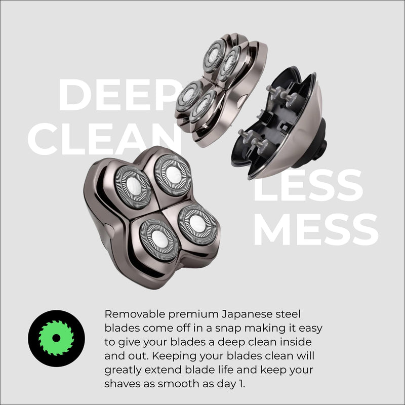 Skull Shaver Carver PRO 4 Head Replacement Blade - Shaver Blade for Wet & Dry Shaving - Rotary Heads Design - Japanese Stainless Steel - Compatible with Pitbull, Palm & Butterfly Kiss Shavers