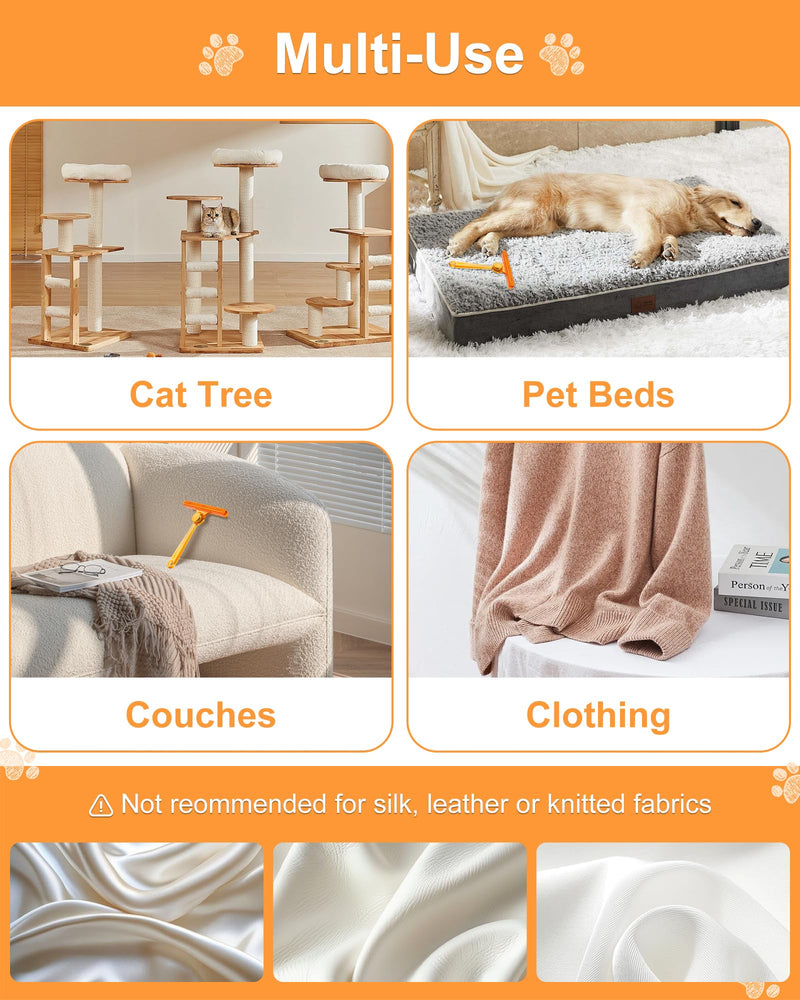3 in 1 Carpet Rake for Pet Hair Removal Tool, 51” Adjustable Long Handle Pet Hair Removal Broom, Pet Grooming Brush, Cat Dog Hair Remover Carpet Scraper for Rugs, Mats Orange-Black - PawsPlanet Australia